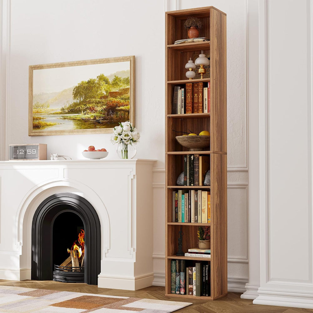 IRONCK Tall Narrow Bookshelf 8 Tiers, Compact Corner Bookcase, Floor Standing...