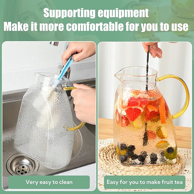 2 Pack Glass Pitcher with Lid and Handle, 1.8 Liter 60 oz Water Jugs - Image 6