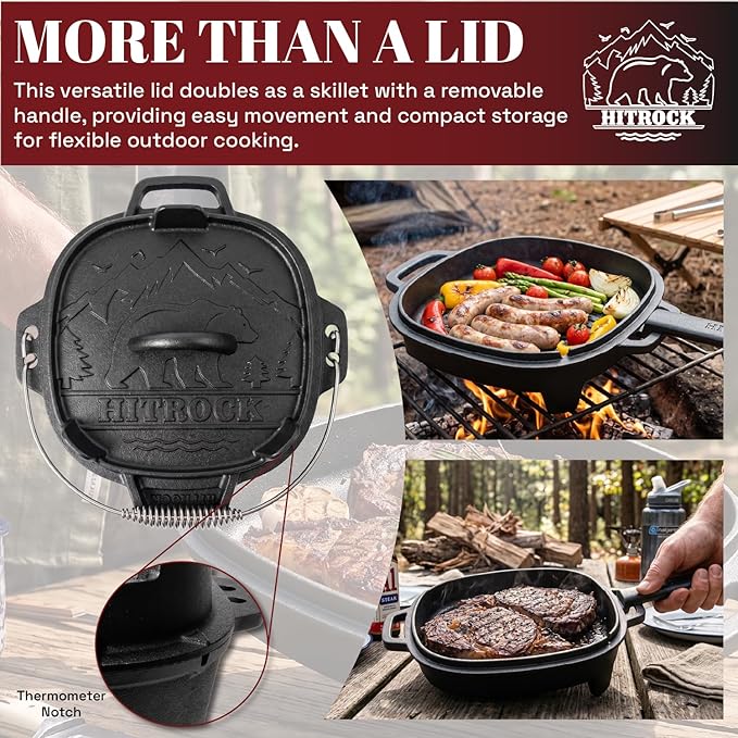 HITROCK Cast Iron Camp Dutch Oven - Image 6