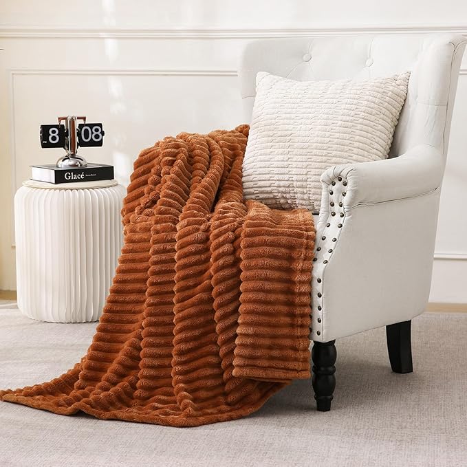 Burnt Orange Fleece Throw Blanket 50”×60” - Image 2