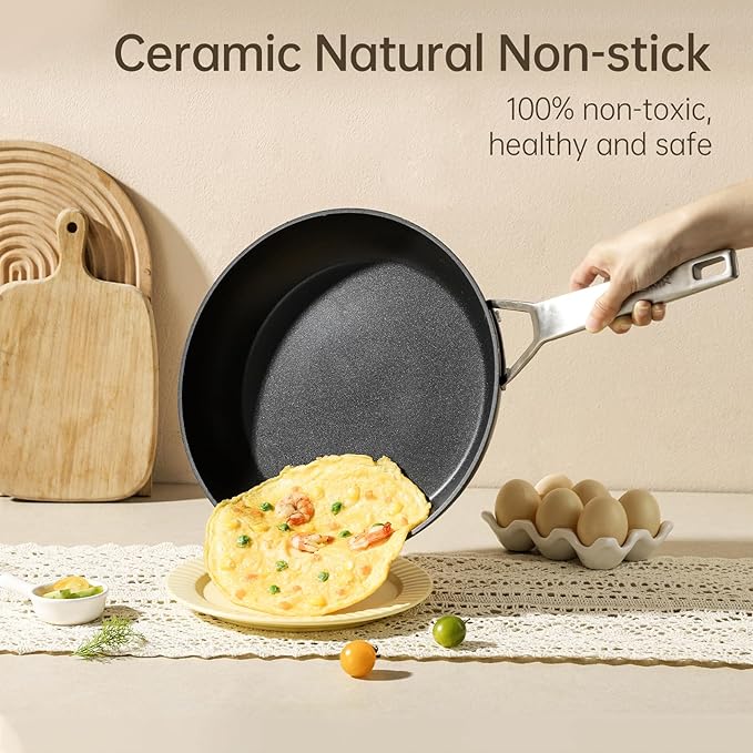 MsMk Small Egg Pan，8 1/2 inch Titanium and Ceramic Nonstick Omelette Pan，Small - Image 4