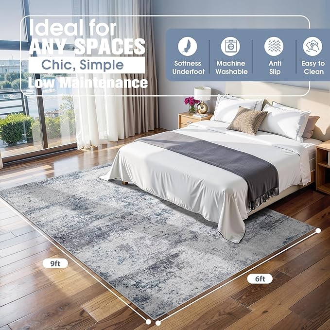 6x9 Area Rugs for Living Room Rug Washable: Abstract Rug for Dining Room - Image 2