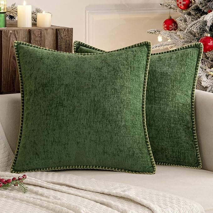 MIULEE Pack of 2 Christmas Pillow Covers 26x26 Inch Moss Green Farmhouse - Image 8