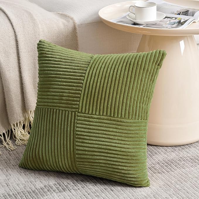 Fancy Homi 2 Packs Moss Green Decorative Throw Pillow Covers 16x16 Inch - Image 2