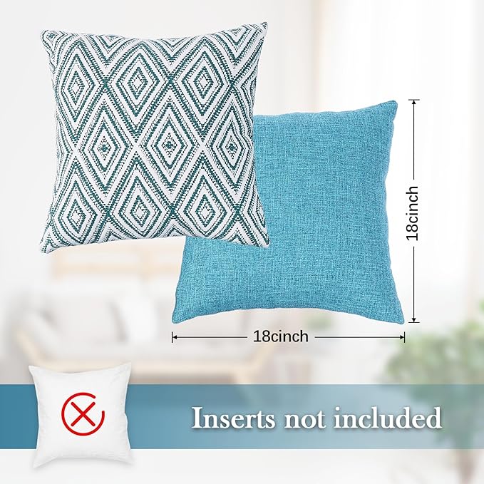 HPUK Decorative Throw Pillow Covers Set of 4 Geometric Design Linen Cushion - Image 3