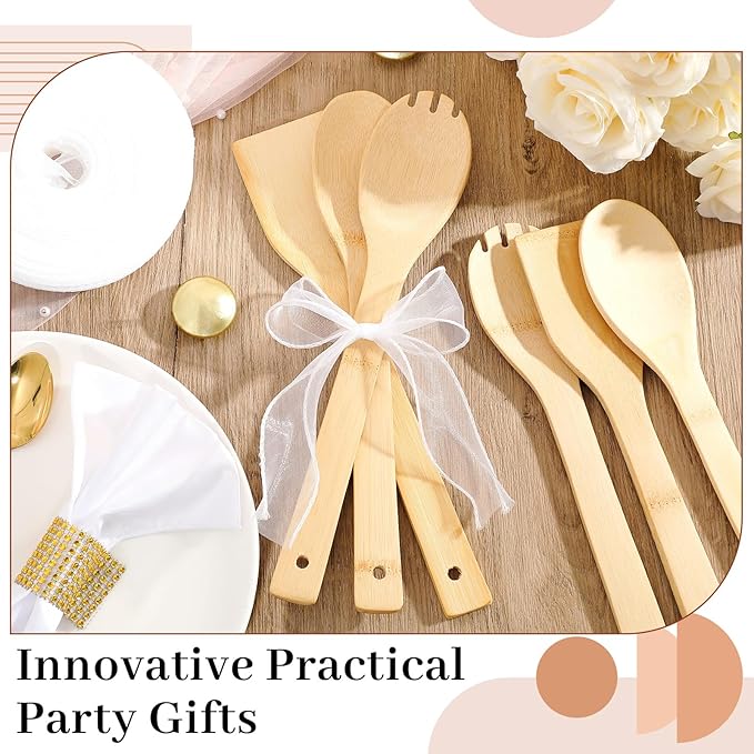 Reallnaive 108 Pcs Bamboo Spatula Wooden Kitchen Utensil Bulk 12''wood Spoon - Image 3