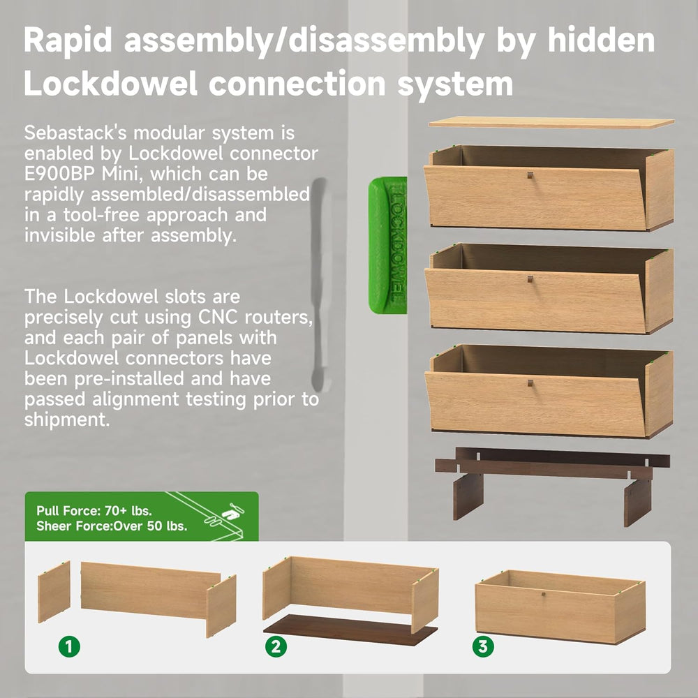Sebastack 3 Drawer Dresser,29.5"W Stackable Storage Cabinet in Nature Oak