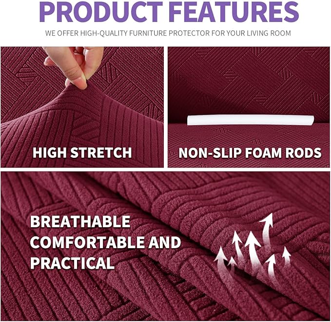 ZNSAYOTX Super Stretch Couch Cover, New Striped Sofa Covers Fitted Slipcovers - Image 4