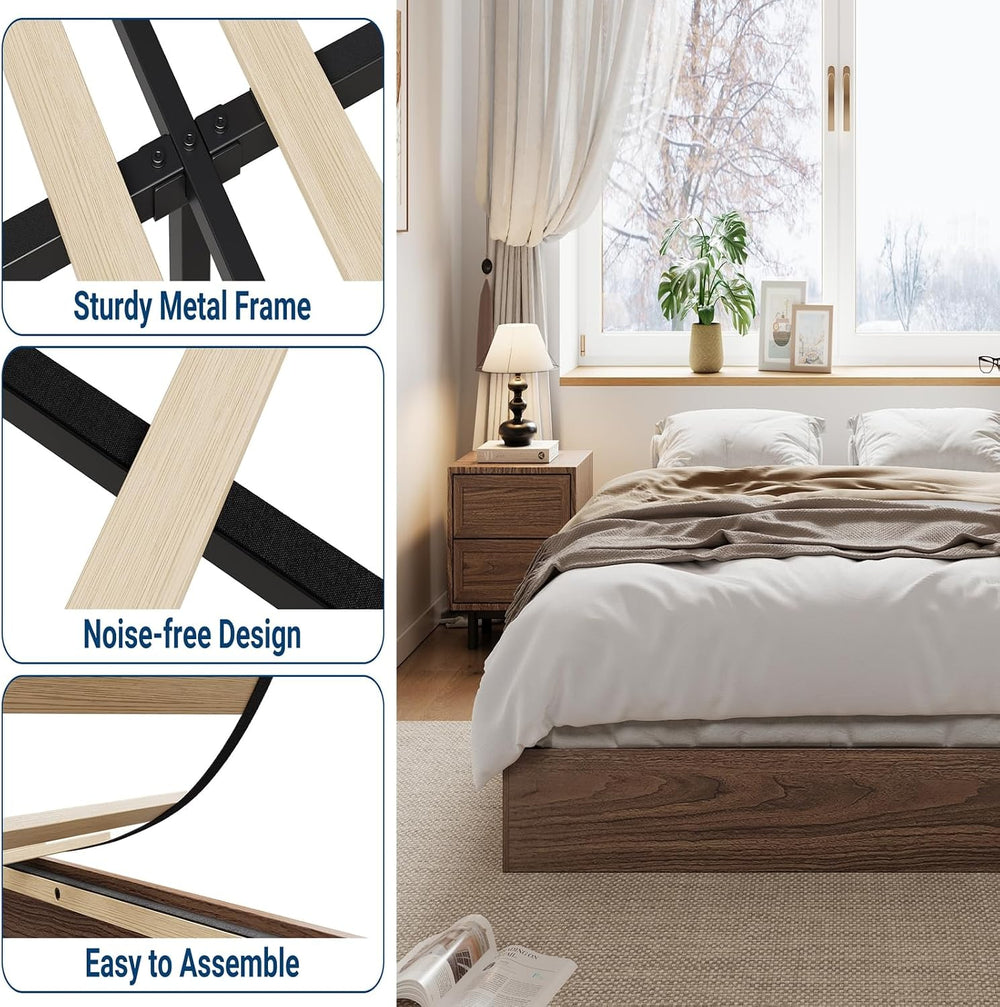 GarveeHome Wood Platform Bed Frame, Full Bed Frame Without Headboard