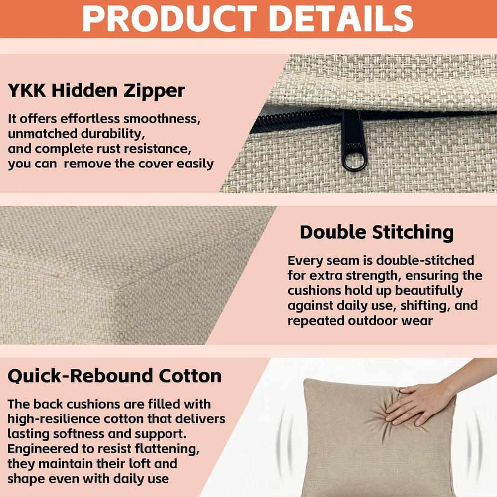 24 x 24 Outdoor Deep Seat Cushions Set of 2, Sand Beige