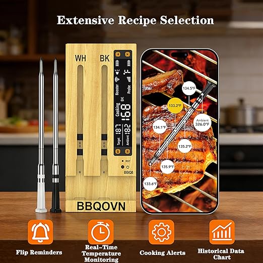BBQOVN WiFi Sub-1G Wireless Meat Thermometer Unlimited Range 7 NIST Certified - Image 6
