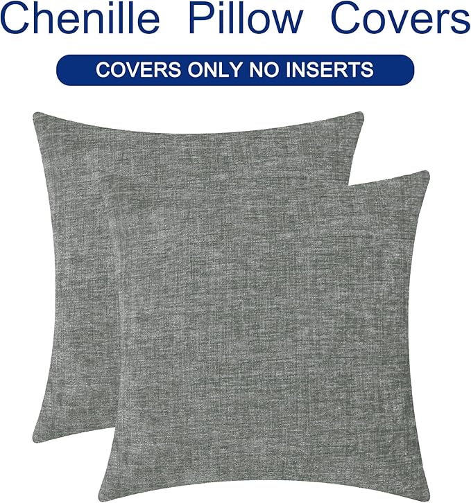 CaliTime Throw Pillow Covers Decorative 26 X 26 Inches Pack of 2 Cozy Chenille - Image 6