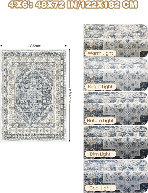 4x6 Area Rugs for Living Room, Non-Slip Backing Small Kids Rugs for Bedroom - Image 2