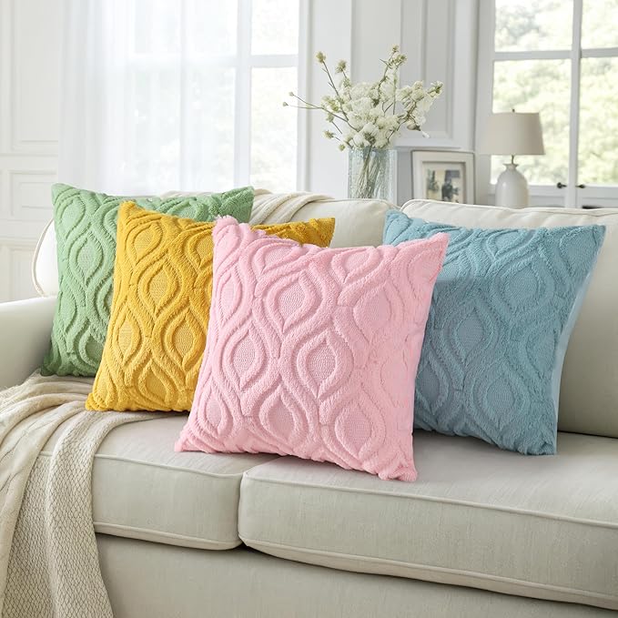 decorUhome Summer Throw Pillow Covers 18x18 Inch Set of 2, Soft Plush Faux Wool - Image 5
