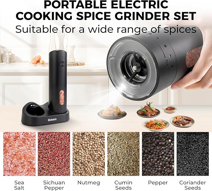 110ml Electric Salt and Pepper Grinder Set, Rechargeable salt and pepper shakers - Image 8