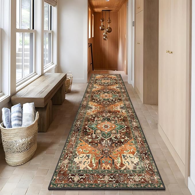 Yamaziot Washable Runner Rug, 3x10 Non-Slip Boho Vintage Hallway Rug - Image 7