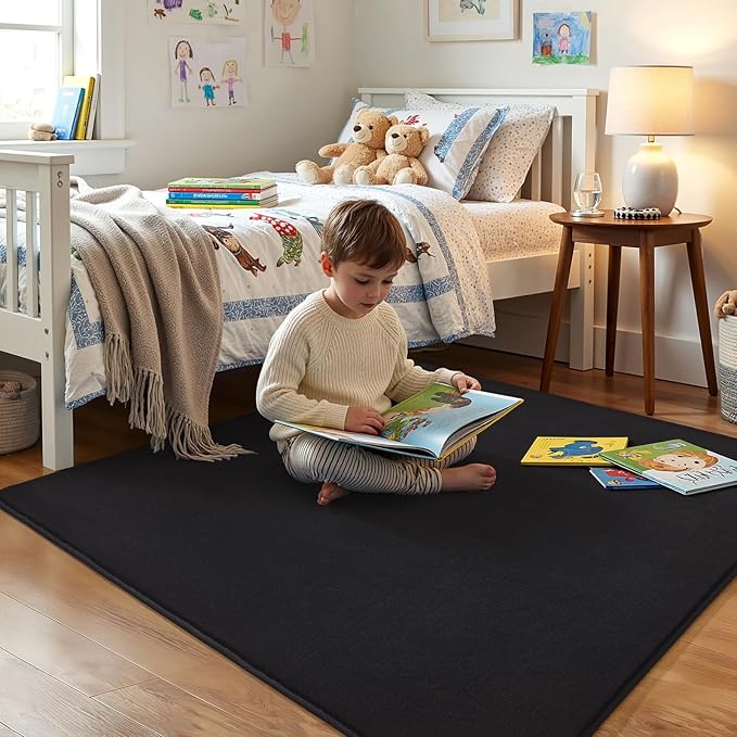 Amearea 6x6 Square Area Rugs for Bedroom Living Room, Modern Black Thickened - Image 4