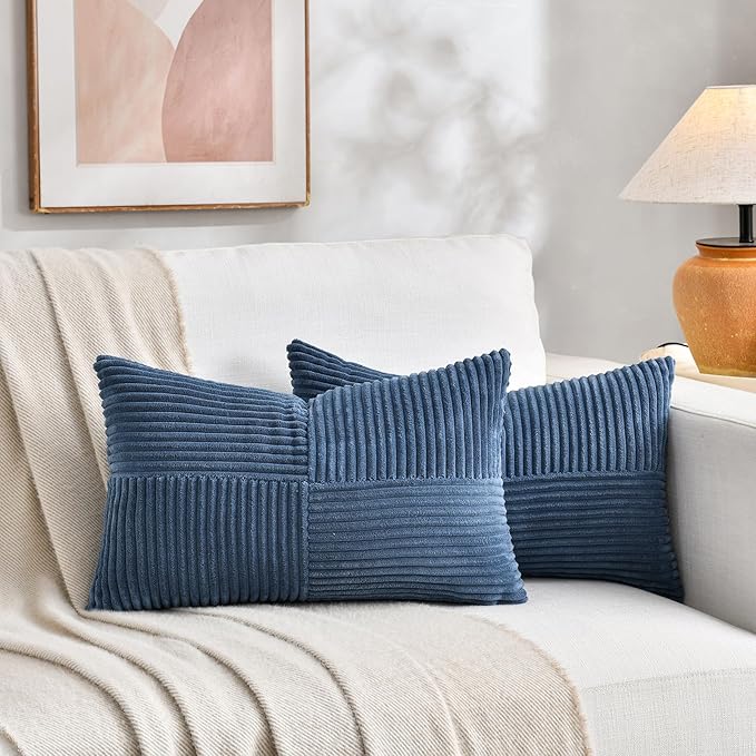Fancy Homi 2 Packs Dusty Blue Lumbar Decorative Throw Pillow Covers 14x24 Inch - Image 5