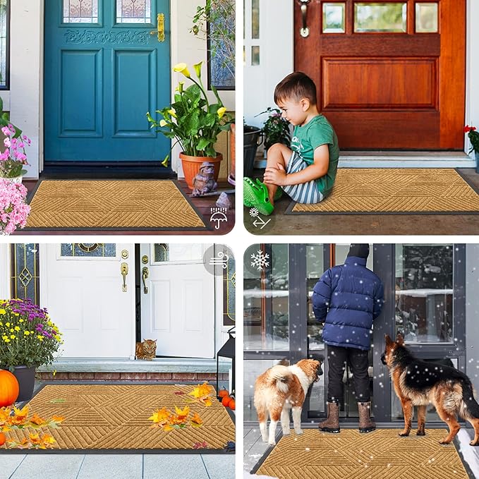 Smiry Front Door Mat Outside Entrance, Heavy Duty Sturdy Natural Rubber Doormat - Image 7