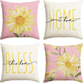 AVOIN colorlife Home Sweet Home Spring Summer Flowers Pink Throw Pillow Covers by AVOINcolorlife