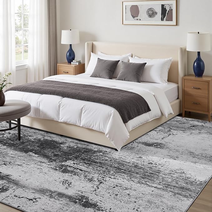 Toneed Abstract Area Rug Modern Washable Rug Soft Non Slip Rug Low Pile - Image 4