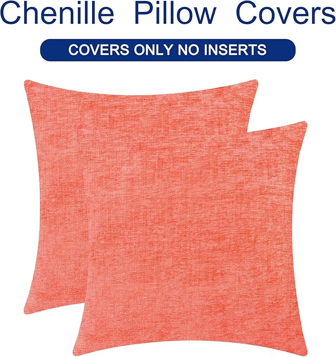 CaliTime Throw Pillow Covers Decorative 20 X 20 Inches Pack of 2 Cozy Chenille - Image 6