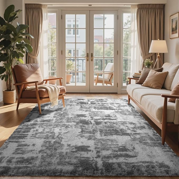 5x7 Ft Large Shag Rugs for Bedroom Living Room, Tie Dyed Ultra Soft Fluffy by Cuzwlovita