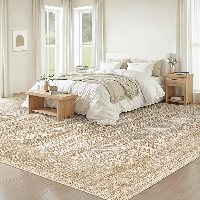 Living Room Rugs 8x10: Washable Moroccan Geometric Boho Rug Farmhouse Non Slip - Image 2