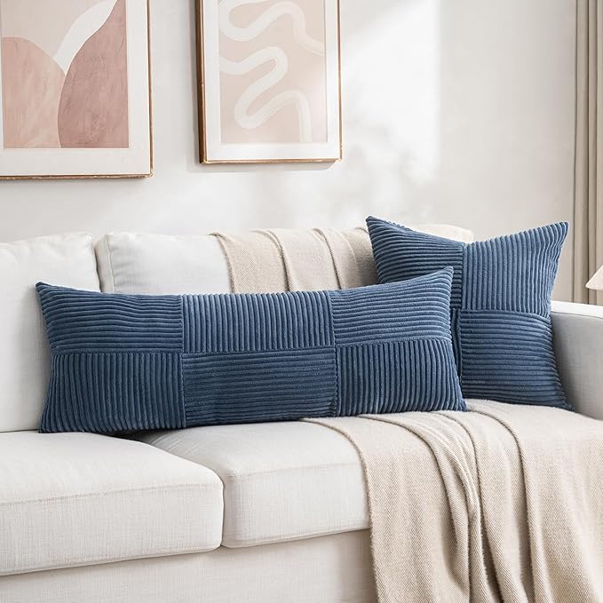 Fancy Homi 2 Packs Dusty Blue Decorative Throw Pillow Covers 20x20 Inch - Image 6