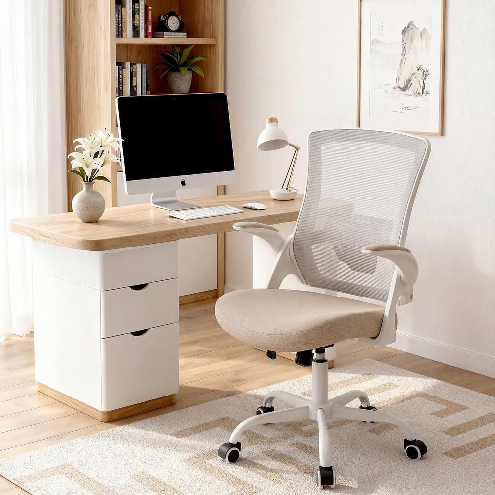 NEO CHAIR Office Desk Mesh Chair with Adjustable Ergonomic Lumbar, Beige
