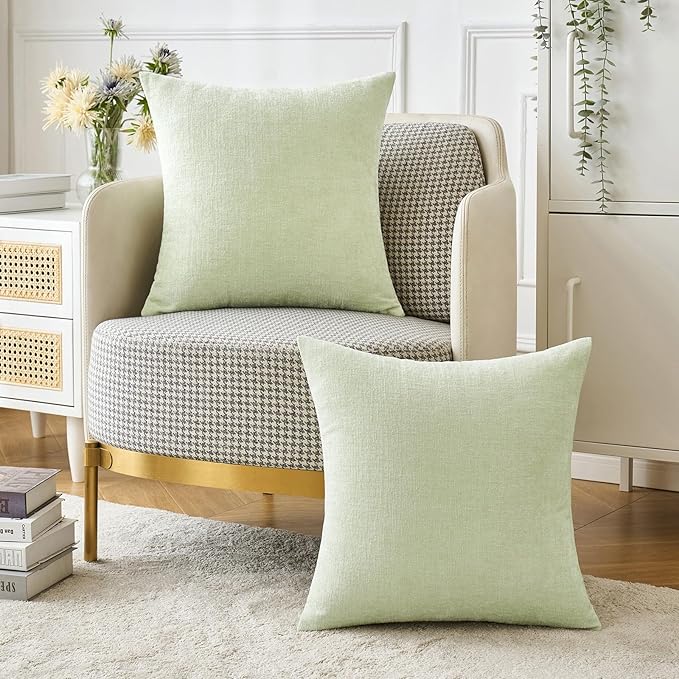 MIULEE Pack of 2 Spring Light Green Couch Throw Pillow Covers 18x18 Inch Soft - Image 5