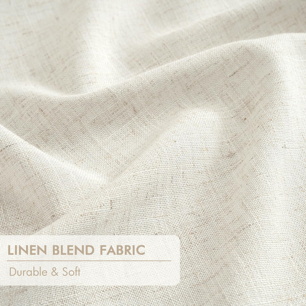 MIULEE Natural Pinch Pleated 100% Blackout Linen Curtains 40x112 Inches