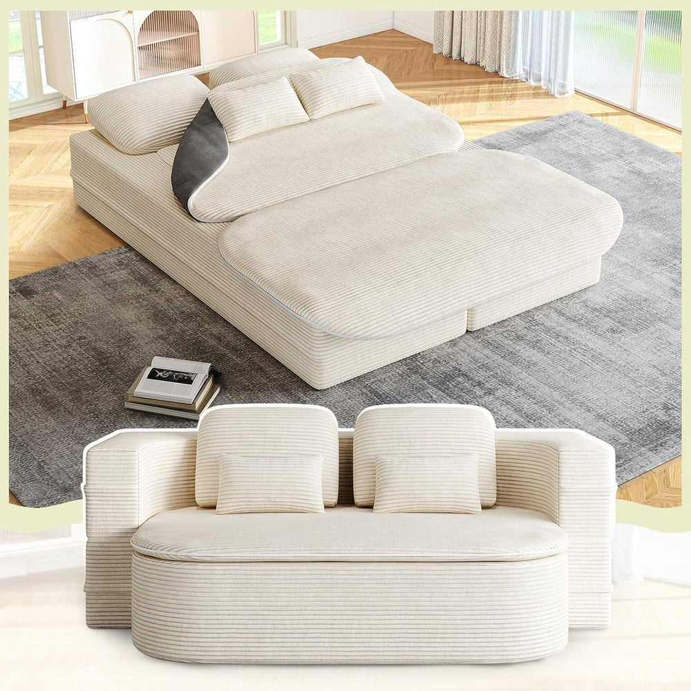 Antetek Convertible Sleeper Sofa, Modern Folding Futon Corduroy Floor Foam Co...