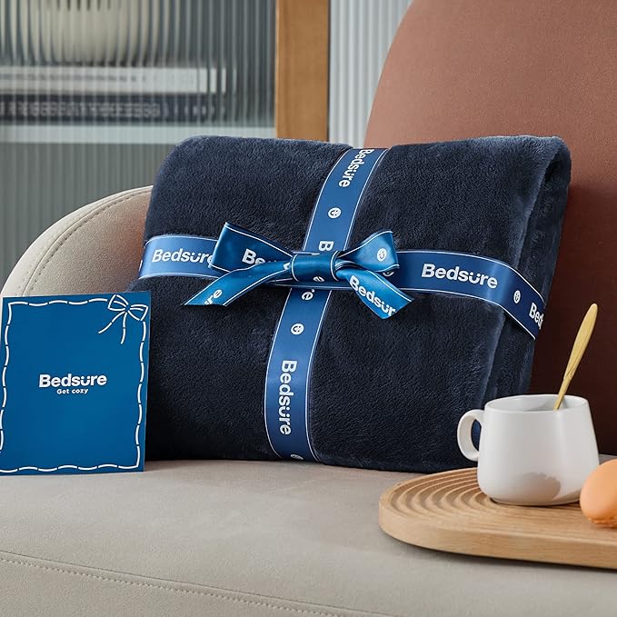 Bedsure GentleSoft Fleece Bed Blankets Large Size Navy - Image 7