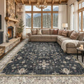 Boho Black Rug for Living Room by HazoHaus