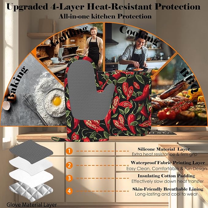 Mexican Hot Pepper Chili Oven Mitt and Pot Holder - Image 4