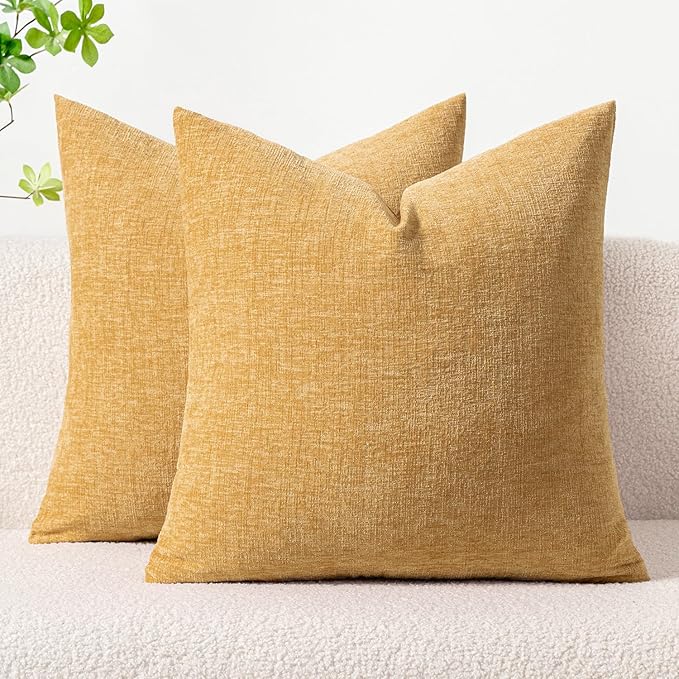 MIULEE Pack of 2 Couch Throw Pillow Covers 20x20 Inch Soft Beige Yellow by MIULEE