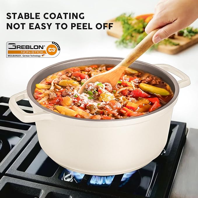 Large Dutch Oven Pot with Lid-7.5QT Cast Aluminum Oven Pot with Two Handles - Image 2