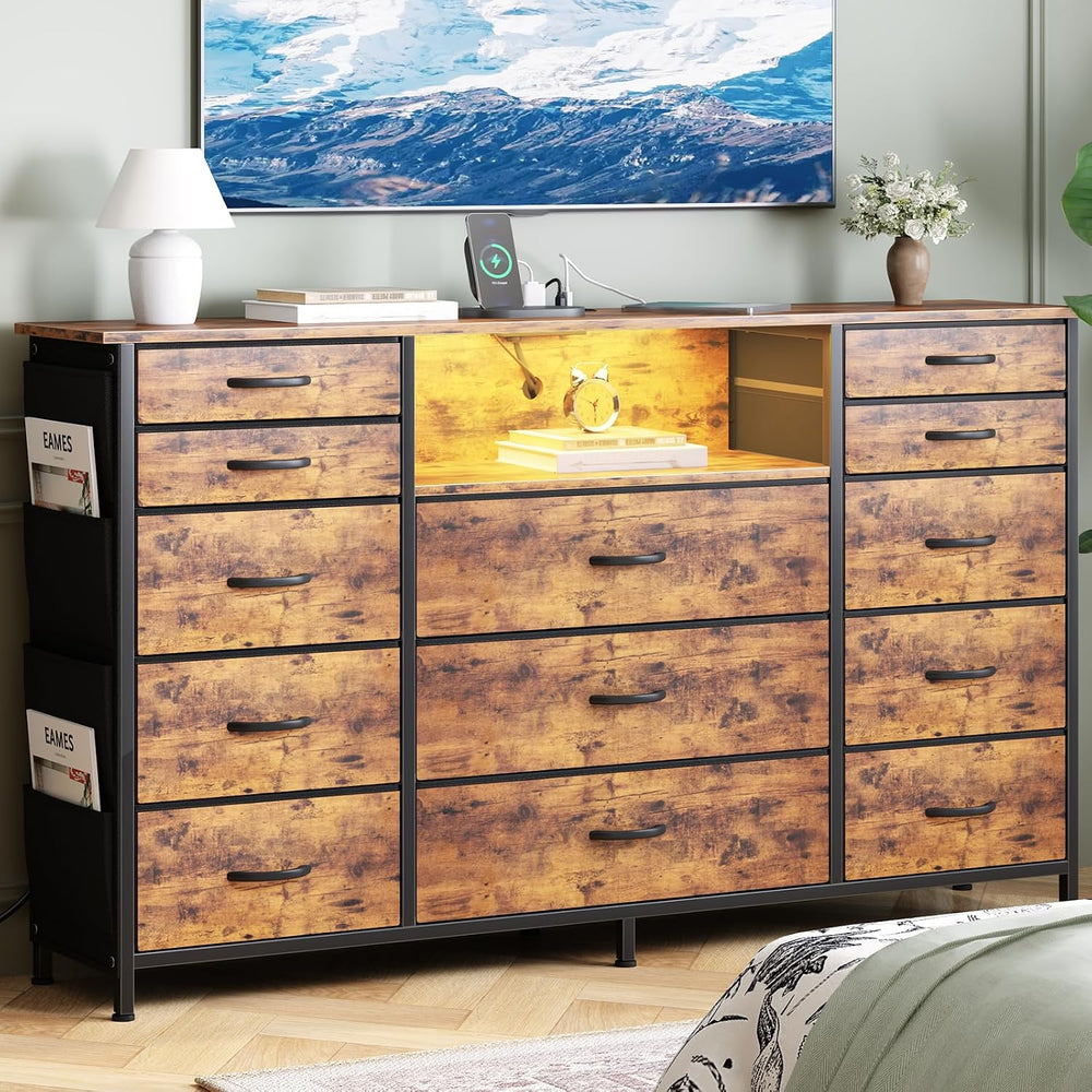 HCHQHS Dresser for Bedroom with 13 Drawers, 47 Inch Fabric Dresser
