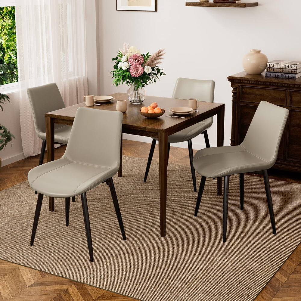Modern Dining Chairs Set of 4, PU Leather Upholstered Dinner Chairs with Stur...