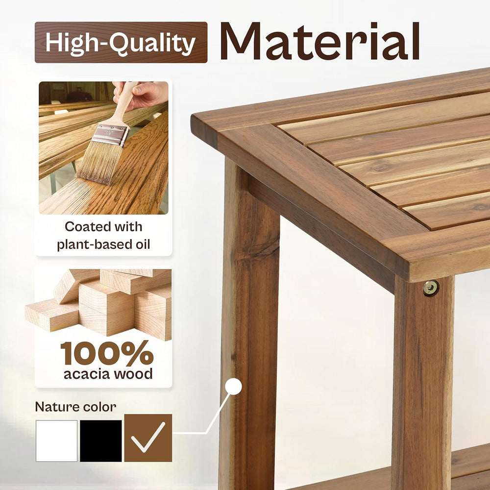 2-Tier Adirondack Side Table – Weather Resistant Wooden End Table, Rectangula...