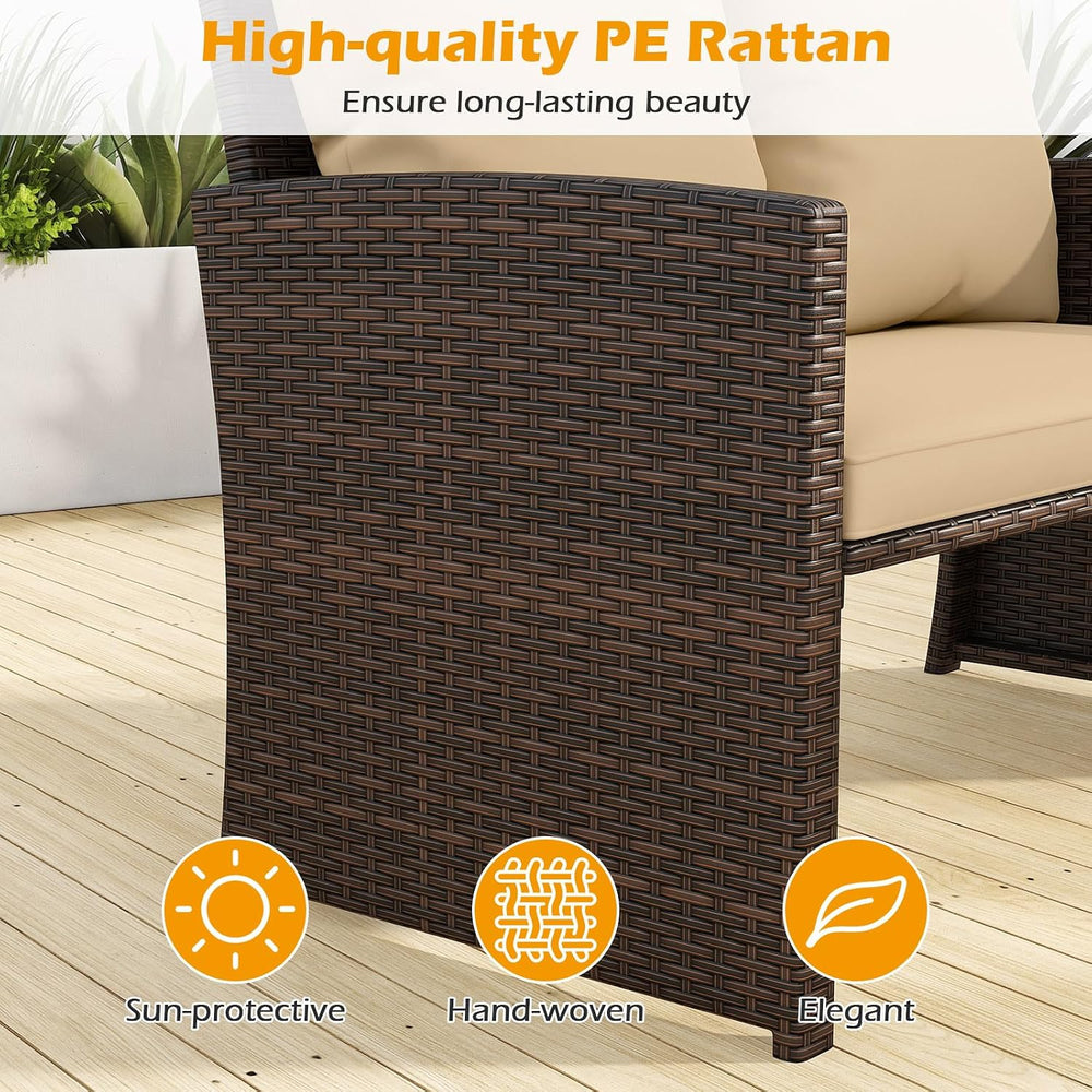 Tangkula Outdoor Loveseat with 2 Ottomans, 3 Pieces Patio PE Wicker Furniture...