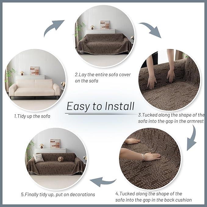 MYSKY HOME Boho Couch Cover Deep Chocolate Sofa Covers - Image 7