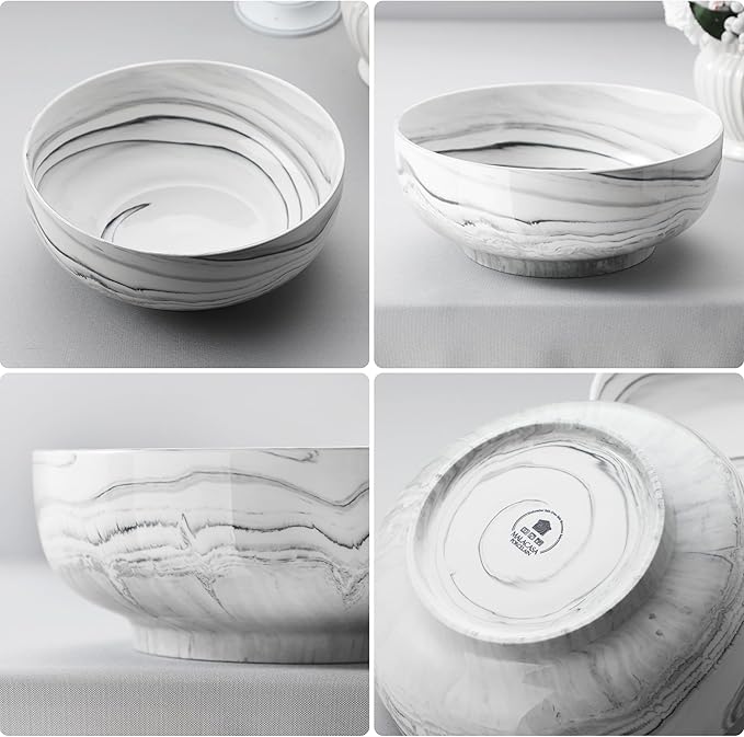 MALACASA Salad Bowls, 114 OZ Extra Large Serving Bowls Set of 2, Porcelain - Image 6