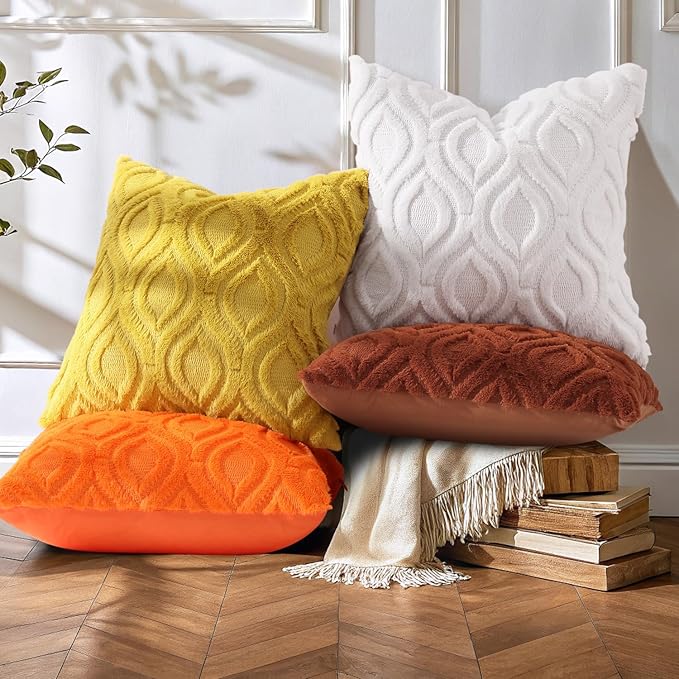 decorUhome Throw Pillow Covers 26x26 Inch Set of 2, Soft Plush Decorative Faux - Image 7
