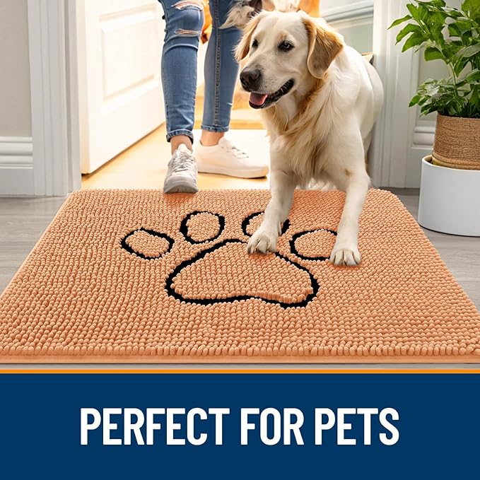 OLANLY Dog Door Mat for Muddy Paws 48x30, Paw Print Design, Absorbs Moisture - Image 6