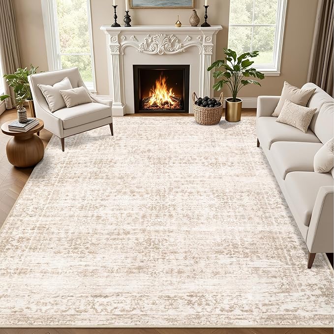 Area Rugs 10x12 Living Room Rug: Washable Rug Soft Vintage Boho Carpet Indoor by EXPEDIX