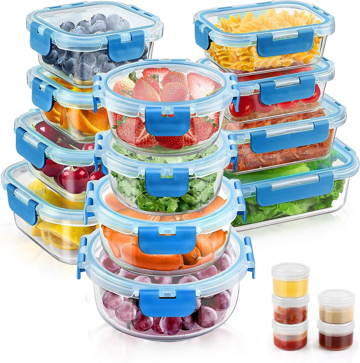 34pcs Glass Food Storage Containers
