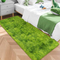 Tie-Dyed Runner Rug for Bedroom Green 2x5ft Fluffy Area Rug Bedside Runner Rug by JiaoBaba
