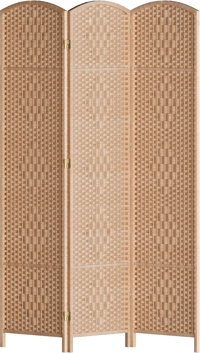 TEAKMAMA Room Divider,Folding Privacy Screen,3 Panel Wall Divider,Natural